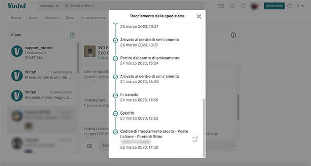 Come tracciare un pacco su Vinted