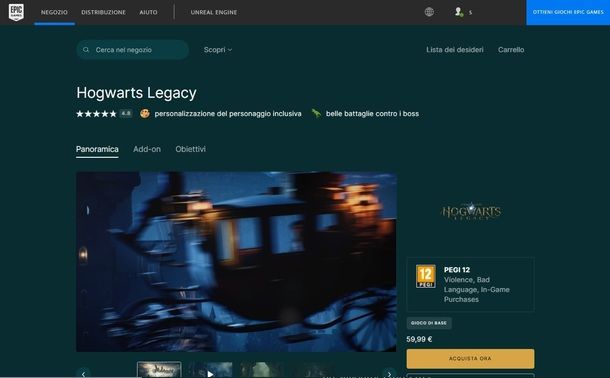 Hogwarts Legacy Epic Games Store