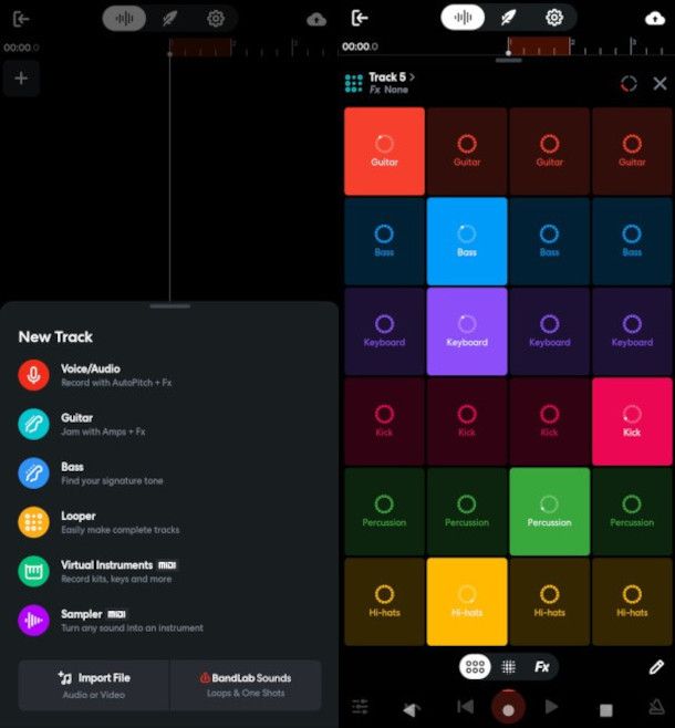 schermate app BandLab