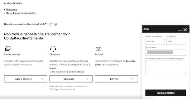 Chat Zalando