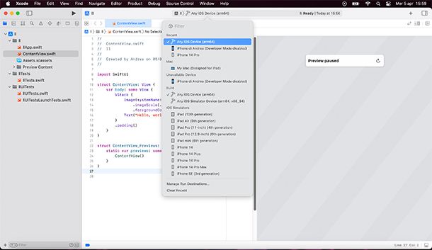 Come attivare la modalità sviluppatore su iOS 16 con Xcode