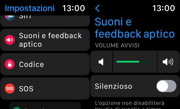 Regolare il volume della suoneria Apple Watch