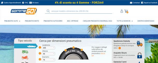 Gommego sito per comprare pneumatici