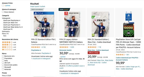FIFA 23 su Amazon