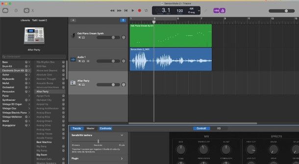 interfaccia Garage Band per Mac