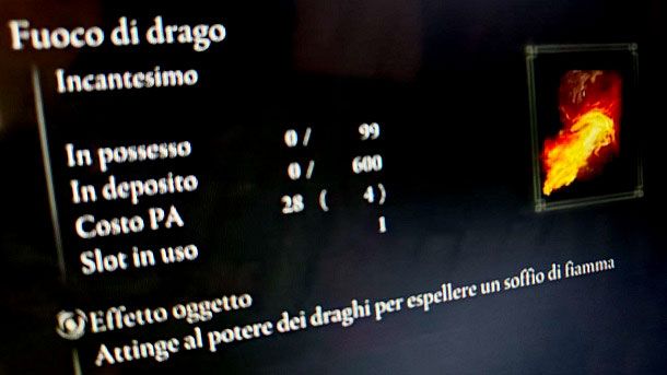 Fuoco di drago incantesimo Elden Ring