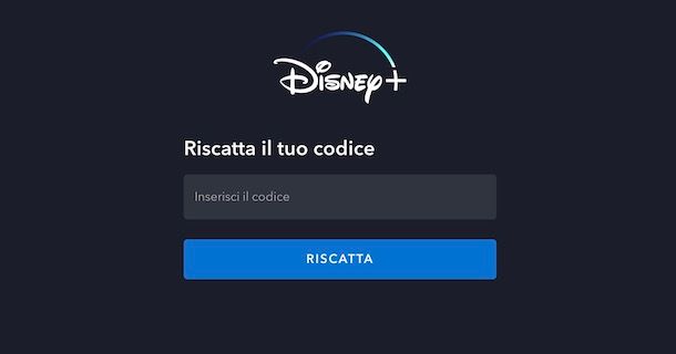 Riscattare codice Disney Plus