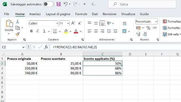 Come calcolare la percentuale tra due numeri in Excel