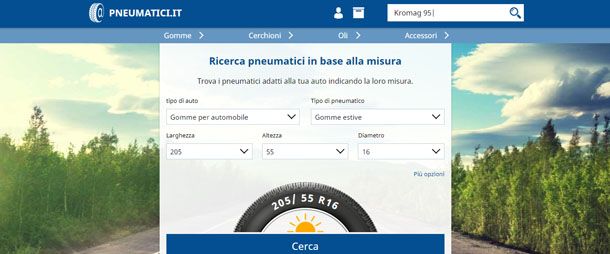 Pneumatici.it per comparazione prezzi gomme auto