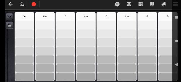 strumento per accordi piano su app Walk Band