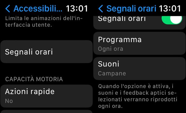 Cambiare suono segnali orari Apple Watch