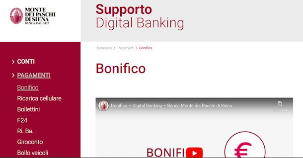 Annullare un bonifico online MPS