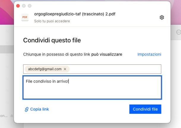 Condividere file dropbox