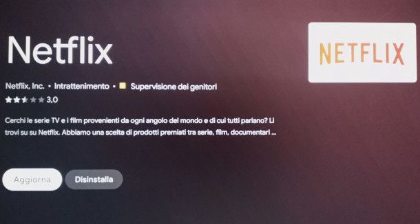 Aggiornamento app Netflix Android TV