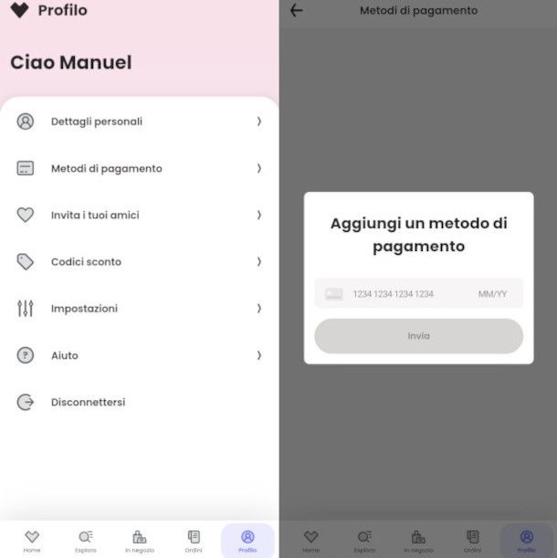 aggiunta metodo di pagamento app Scalapay