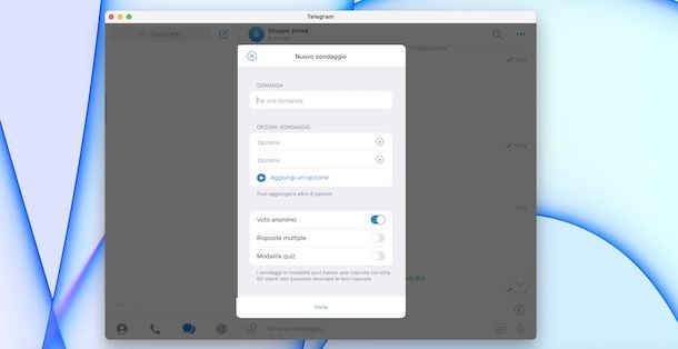 Sondaggio Telegram da computer