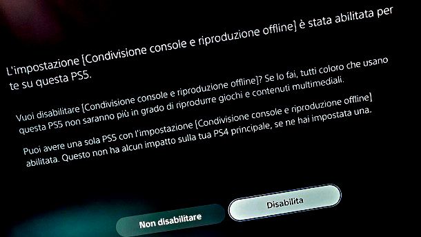 Come disattivare account PS5 principale