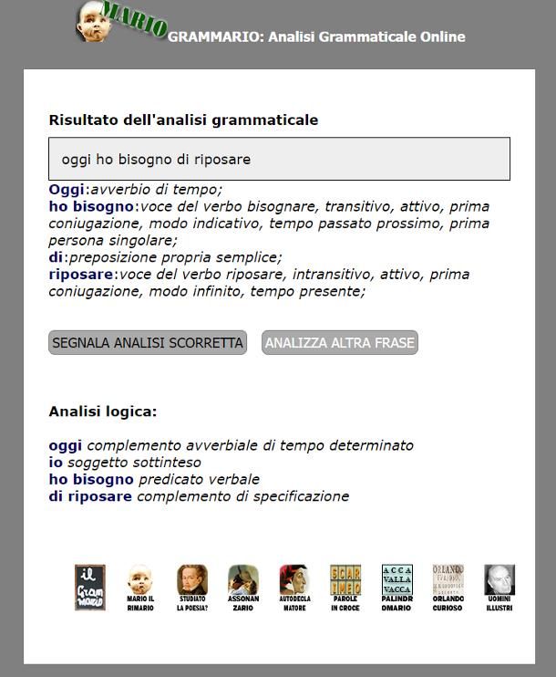 Siti per analisi grammaticale