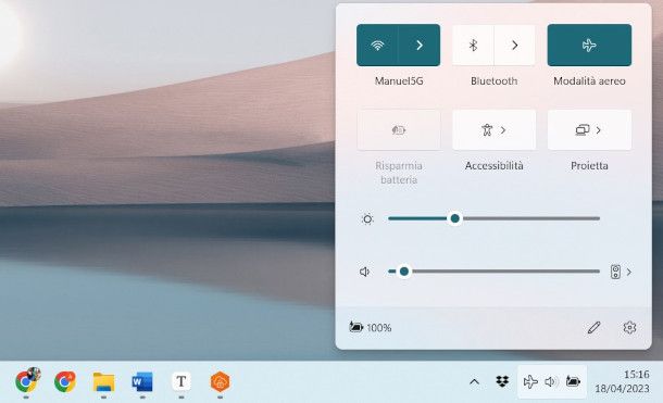 attivazione modalità aereo Windows 11