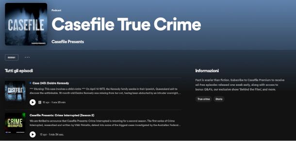 esempio podcast true crime inglese