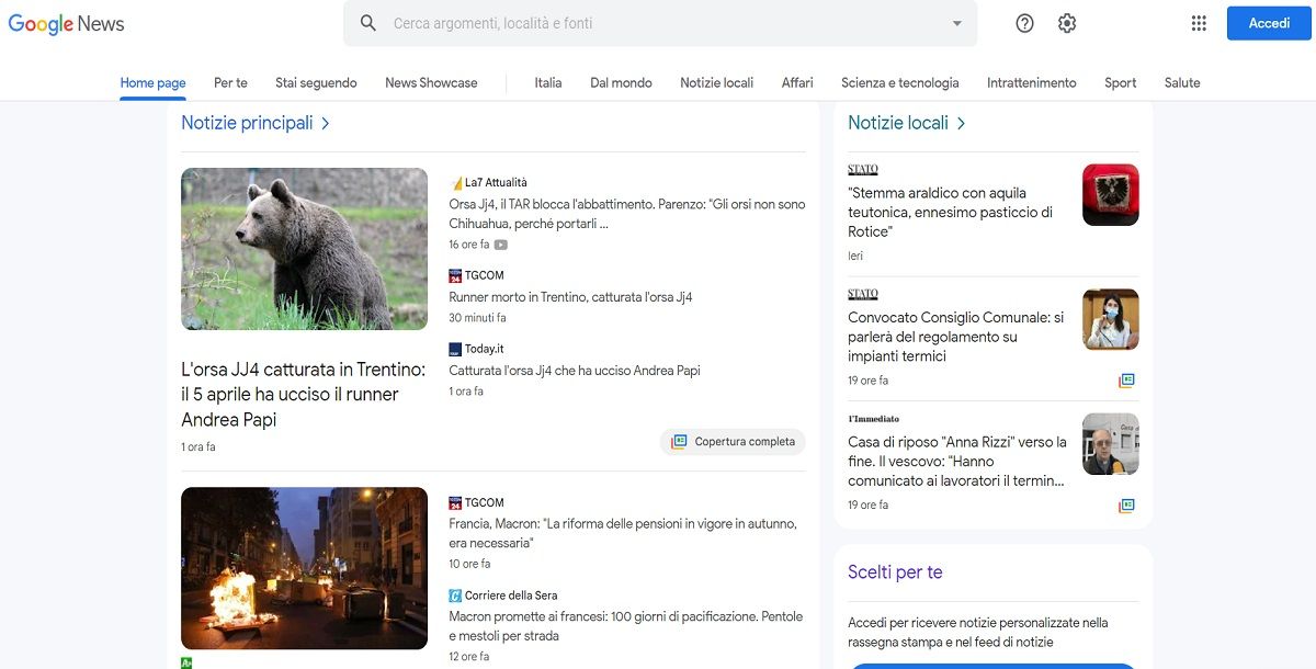 Le notizie personalizzate di Google News