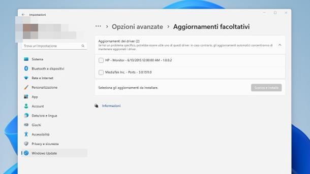 Aggiornamenti di Windows 11 driver PC