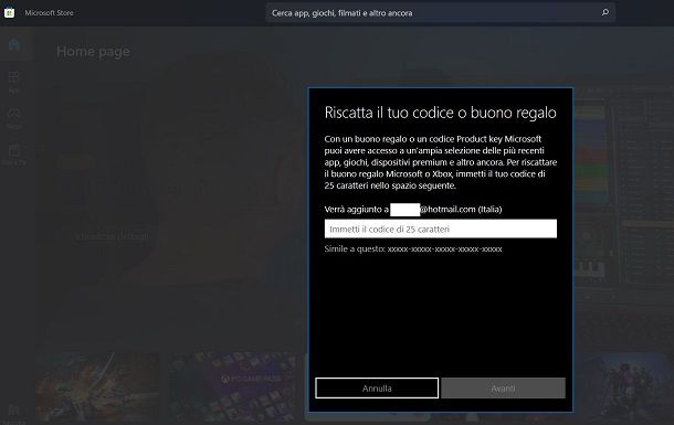 Riscattare codice Xbox da microsoft store