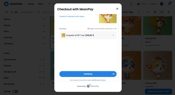 OpenSea, paga con MoonPay