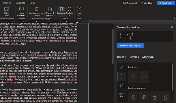 Cómo escribir fracciones en Word Online