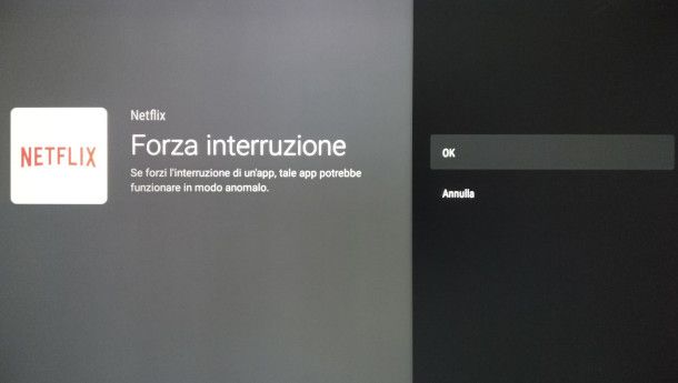 forzare interruzione app su smart TV android