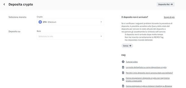 binance deposito crypto