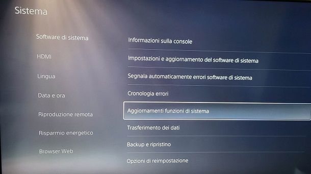aggiornare PlayStation 5