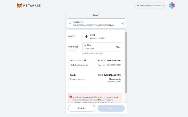 metamask invio