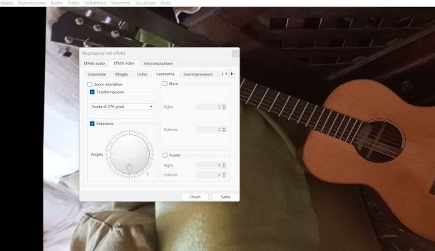 rotazione video VLC in riproduzione
