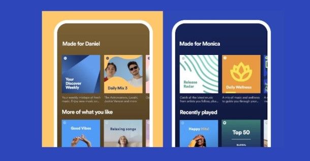 due smartphone con app Spotify