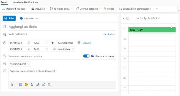 Come creare riunione Teams da Outlook Web