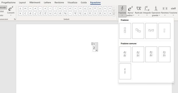 Come scrivere le frazioni su Microsoft Word da PC