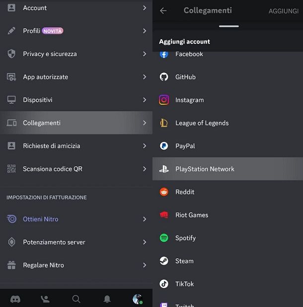 Collegare account Discord a PSN