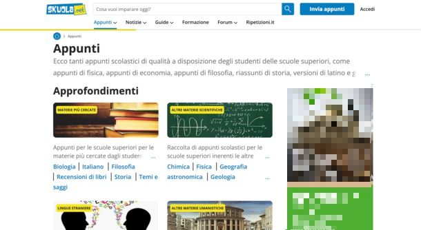 Skuola.net per appunti scolastici