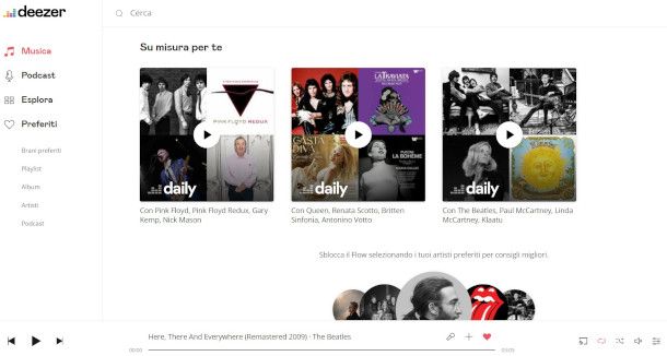 Interfaccia Web Deezer