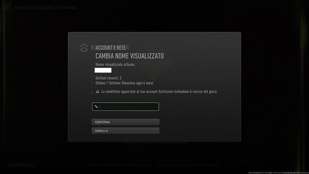 Cambiare nome in gioco su Warzone