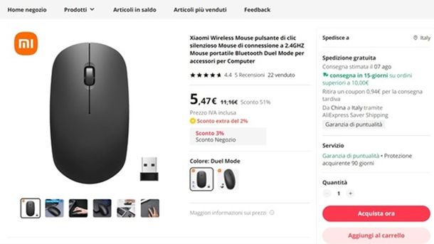 Acquisto in corso AliExpress