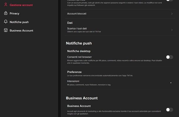 Passare al Business Account TikTok