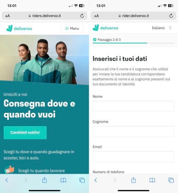 Come diventare rider Deliveroo da smartphone