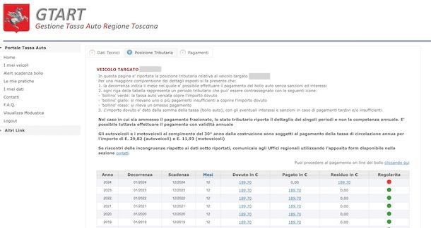 Verifica bollo Toscana