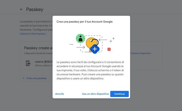 Come attivare Google Passkey