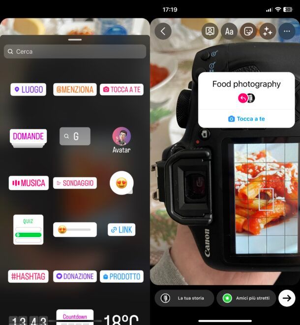 Come usare adesivo Tocca a te su Instagram