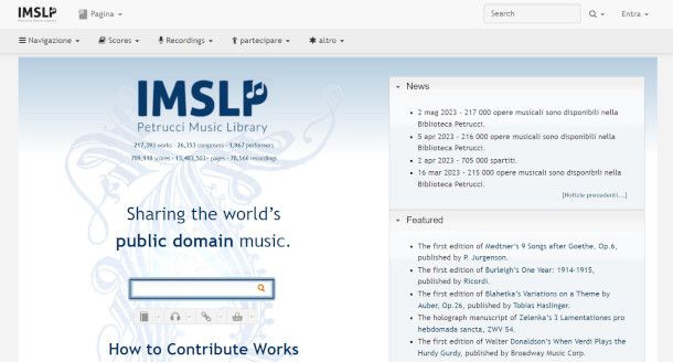 home page sito IMSLP