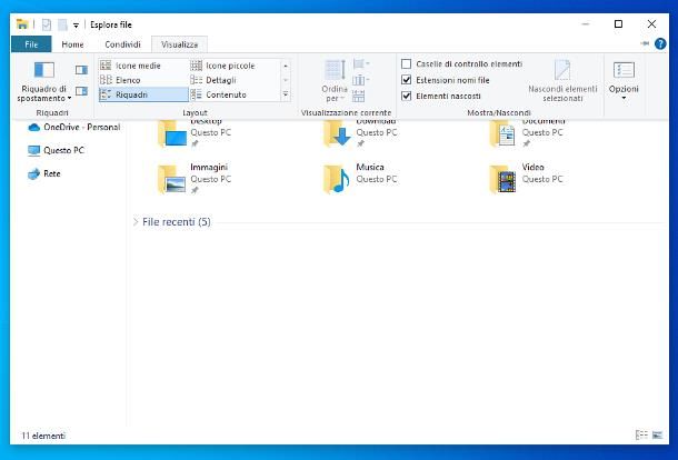 Come visualizzare file nascosti Windows 10