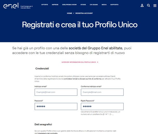 Registrazione Enel Energia